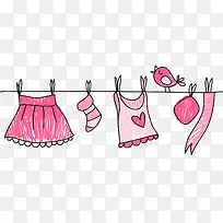 卡通矢量图女士晾晒的衣服-空若网 卡通矢量图女士晾晒的衣服-空若网