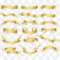 金色动感彩带横标矢量图-空若网 金色动感彩带横标矢量图-空若网
