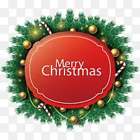 金色小球松树枝圣诞标签-空若网 金色小球松树枝圣诞标签-空若网