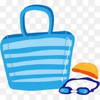 卡通手绘蓝色包包-空若网 卡通手绘蓝色包包-空若网