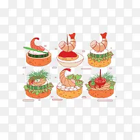 卡通手绘美食虾子-空若网 卡通手绘美食虾子-空若网