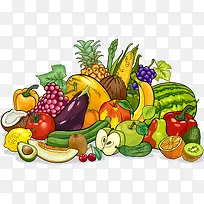 水果 彩色 美味 一堆水果 手绘-空若网 水果 彩色 美味 一堆水果 手绘-空若网