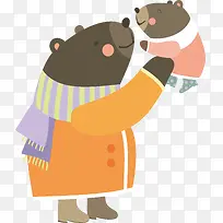 森林动物黑熊母子卡通插画素材-空若网 森林动物黑熊母子卡通插画素材-空若网