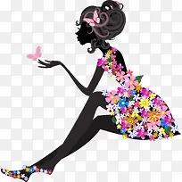 花姑娘矢量花朵优雅素材-空若网 花姑娘矢量花朵优雅素材-空若网