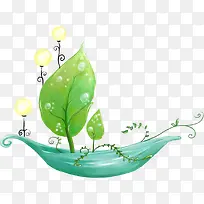 卡通手绘绿叶小船-空若网 卡通手绘绿叶小船-空若网