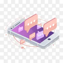 矢量手机2.5D卡通对话框梦幻-空若网 矢量手机2.5D卡通对话框梦幻-空若网