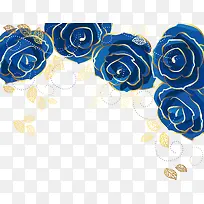 矢量欧式蓝色金边花朵图案背景-空若网 矢量欧式蓝色金边花朵图案背景-空若网