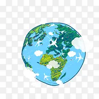 卡通地球手绘-空若网 卡通地球手绘-空若网