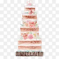 手绘水彩四层蛋糕-空若网 手绘水彩四层蛋糕-空若网