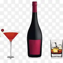 卡通红酒瓶子和玻璃杯子-空若网 卡通红酒瓶子和玻璃杯子-空若网