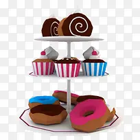 三层红色花边蛋糕架-空若网 三层红色花边蛋糕架-空若网