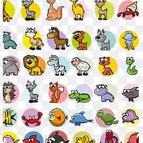 一群卡通动物免费图案-空若网 一群卡通动物免费图案-空若网