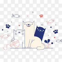 简笔画猫咪装饰图案-空若网 简笔画猫咪装饰图案-空若网