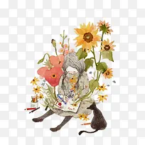 清新水彩围巾少女-空若网 清新水彩围巾少女-空若网