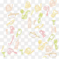 彩色厨房用具漂浮元素-空若网 彩色厨房用具漂浮元素-空若网