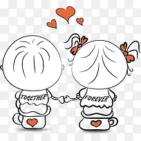 矢量手绘牵手的小孩子-空若网 矢量手绘牵手的小孩子-空若网