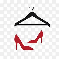 矢量卡通扁平化衣架高跟鞋png-空若网 矢量卡通扁平化衣架高跟鞋png-空若网
