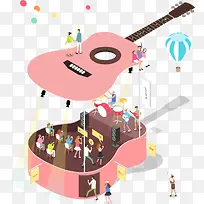 2.5D矢量音乐吉他插画-空若网 2.5D矢量音乐吉他插画-空若网