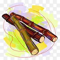 手绘水彩甘蔗-空若网 手绘水彩甘蔗-空若网