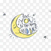 彩绘月亮爱的隽语矢量素材-空若网 彩绘月亮爱的隽语矢量素材-空若网
