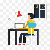 矢量熬夜工作素材-空若网 矢量熬夜工作素材-空若网