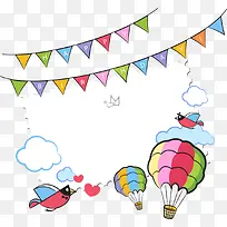 矢量热气球和小鸟-空若网 矢量热气球和小鸟-空若网