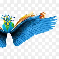 蓝色羽毛翅膀装饰背景-空若网 蓝色羽毛翅膀装饰背景-空若网
