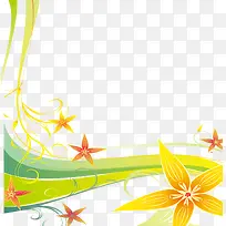 潮流彩色线条与花朵矢量图-空若网 潮流彩色线条与花朵矢量图-空若网