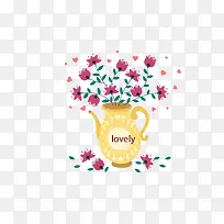 矢量花色有爱花瓶花朵-空若网 矢量花色有爱花瓶花朵-空若网