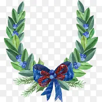 绿色水彩蝴蝶结草枝-空若网 绿色水彩蝴蝶结草枝-空若网