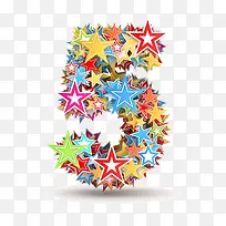 彩色五角星拼成的数字5的形状-空若网 彩色五角星拼成的数字5的形状-空若网