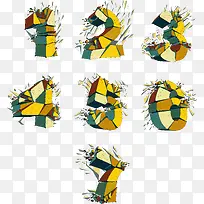 立体抽象几何堆叠数字矢量-空若网 立体抽象几何堆叠数字矢量-空若网