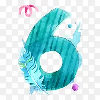 水彩数字6-空若网 水彩数字6-空若网