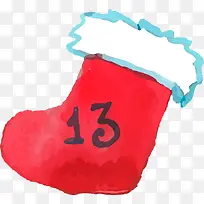 水彩圣诞袜数字13-空若网 水彩圣诞袜数字13-空若网
