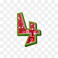 紫红立体字母数字4-空若网 紫红立体字母数字4-空若网