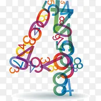 数字 重复叠加 彩色 4-空若网 数字 重复叠加 彩色 4-空若网