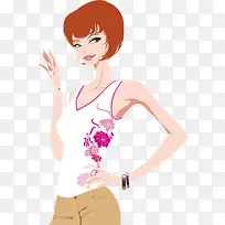 叉腰红发时尚美女矢量素材-空若网 叉腰红发时尚美女矢量素材-空若网