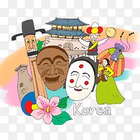 朝鲜半岛插画-空若网 朝鲜半岛插画-空若网