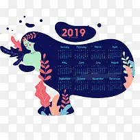 小清新2019日历插画装饰图案-空若网 小清新2019日历插画装饰图案-空若网