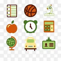扁平化学校校园矢量图标-空若网 扁平化学校校园矢量图标-空若网