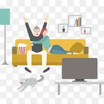 一对正在看电视的情侣-空若网 一对正在看电视的情侣-空若网