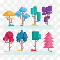 彩色色块树木矢量图-空若网 彩色色块树木矢量图-空若网
