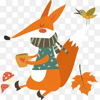 彩色扁平化狐狸动物元素-空若网 彩色扁平化狐狸动物元素-空若网