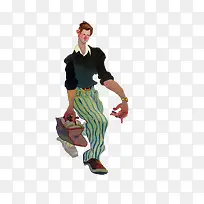 拿着行礼的男人插画-空若网 拿着行礼的男人插画-空若网