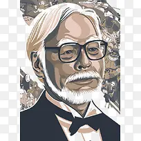 宫崎骏肖像手绘插画-空若网 宫崎骏肖像手绘插画-空若网