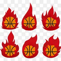 矢量图六团篮球火-空若网 矢量图六团篮球火-空若网