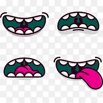 4款卡通嘴部设计矢量素材-空若网 4款卡通嘴部设计矢量素材-空若网