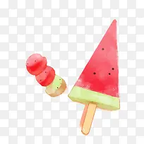 矢量手绘西瓜块素材-空若网 矢量手绘西瓜块素材-空若网