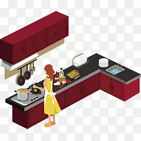 一个粉色厨房场景-空若网 一个粉色厨房场景-空若网