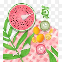 彩色圆弧西瓜食物元素-空若网 彩色圆弧西瓜食物元素-空若网